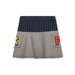 Kenzo Navy and White Striped Skirt with Colorful Letters